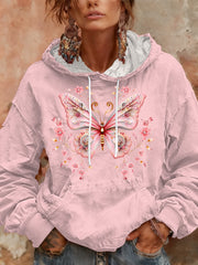 Women's Breast Cancer Pink Print Casual Hoodie