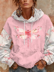 Women's Breast Cancer Pink Print Casual Hoodie