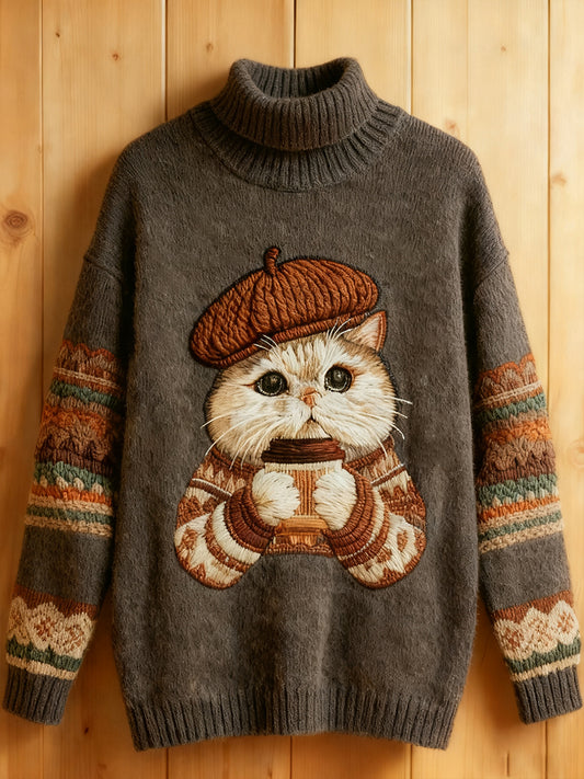 Women's Cute Winter Cat  Art  Sweatshirt
