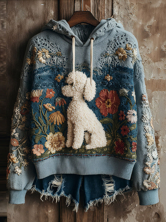 Women's Teddy Dog Floral Hoodies
