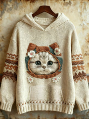 Women's Cute Winter Cat  Art  Sweatshirt