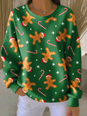 Women's Christmas Print Crew Neck Long Sleeve Top