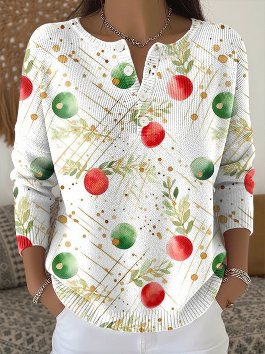 Women's Christmas Print Knit Top