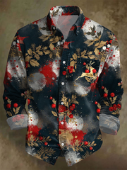 Men's Christmas Art Business Style Printed Shirt