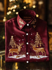 Men's Luxury Christmas Art Business Style Printed CasuaL Shirt