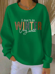 Women's Funny Christmas Not Made for Winter Ribbed Round-Neck Sweatshirt