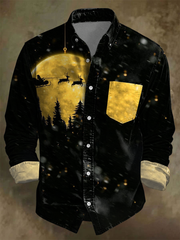 Men's Christmas Art Business Style Printed Shirt
