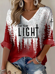 Women's Christmas Be The Light Waffle T-shirt