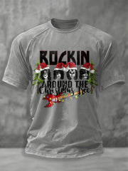 Men's Rock Band Merry Christmas Printed T-shirt