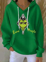 Women's Funny Christmas Grinch Cat Eww People Print Casual Hoodie
