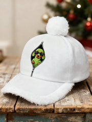 Unisex Funny Cute Christmas Grinch Dachshund Print Plush Patchwork Hat