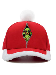 Unisex Funny Cute Christmas Grinch Dachshund Print Plush Patchwork Hat