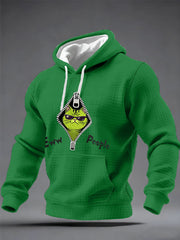 Men's Eww, People Funny Christmas Grinch Cat Print Casual Waffle Hoodie