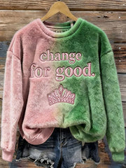 Women's Changed For Good Embroidered Furry Top