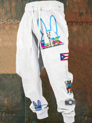 Men's Bunny Football Music Lover Printed Pants