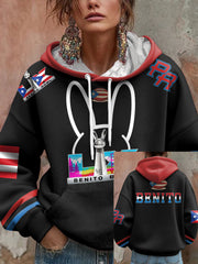 Women's Bunny Football Music Lover Printed Hoodie