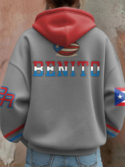 Women's Bunny Football Music Lover Printed Hoodie