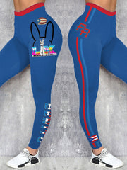 Women's Bunny Football Music Lover Printed Leggings