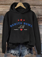 Women's Retro Puerto Rico Print Hoodie