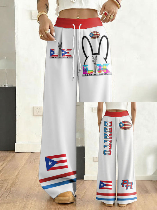 Women's Bunny Football Music Lover Printed Pants