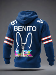 Men's Bunny Music Football Lover Buffalo Printed Hoodie