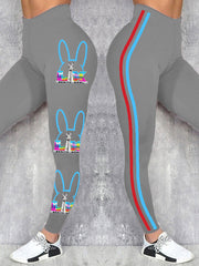 Women's Bunny Football Music Lover Printed Leggings