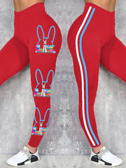 Women's Bunny Football Music Lover Printed Leggings