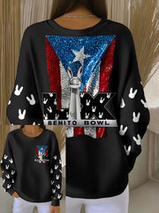 Women's Bunny Music Football Lover Printed Sweatshirt