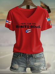 Women's Funny Bunny Football Music Lover Printed T-shirt