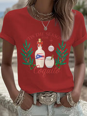 Women's Funny Puerto Rico Christmas Printed Tops