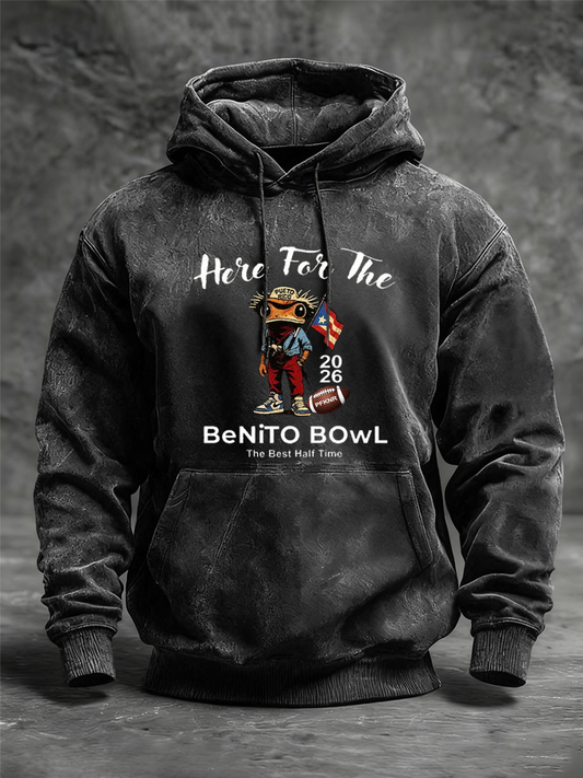 Men's Here For The Benito Bowl Oversized Drop-Shoulder Hoodie with Pockets