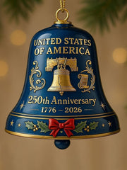 United States 250th Anniversary Bell Ornament Christmas Metal Doorbell