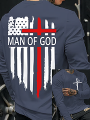 Men's Man Of God American Flag Long Sleeve Tee