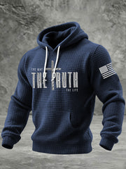 Men's The Way The Truth The Life Cross Checkered Cotton Hoodie