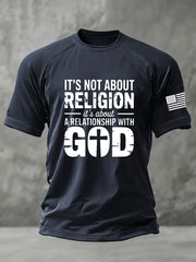 Men's It's Not a Religion It's a Relationship Faith Cross Short Sleeve T-shirt