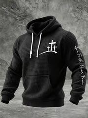 Men's Faith Over Fear Faith Cross Checkered Cotton Hoodie