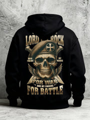 Men's Blessed Be The Lord My Rock Who Trains My Hands For War Printed Casual Hoodie