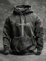Men's Faith Over Fear Faith Cross Hoodie with Pockets
