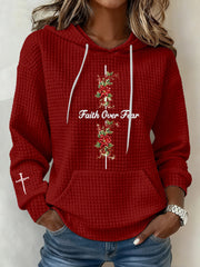 Women's Faith Over Fear Waffle Print Casual Top