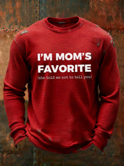 Men's I'm Mom's Favorite Printed Waffle Long Sleeve T-Shirt