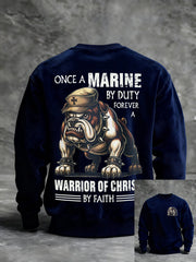 Men's Once A Marine By Duty Forever A Warrior Of Christ By Faith Printed Casual Sweatshirt