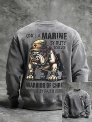 Men's Once A Marine By Duty Forever A Warrior Of Christ By Faith Printed Casual Sweatshirt