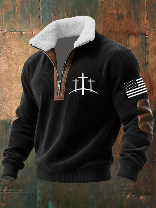 Men's Faith Cross Baggy Zip-up Hoodie