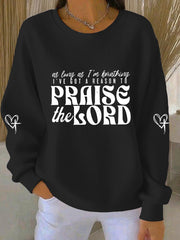 Women's As Long As I'm Breathing I've Got A Reason To Praise Ribbed Round-Neck Sweatshirt
