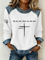 Women's The Way The Truth The Life Cross Printed Casual Top