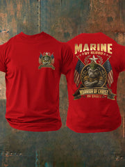 Men's Marine By Blood Warrior Of Christ By Spirit Printed Casual T-shirt