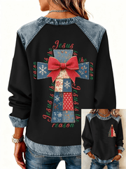 Women's Christmas Cross Print Casual Top