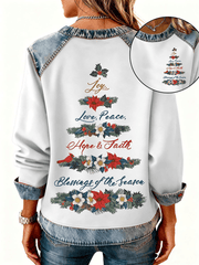 Women's Christmas Cross Print Casual Top