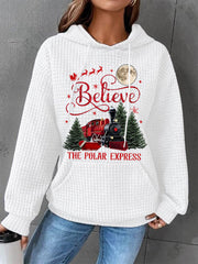 Women's Christmas Believe The Polar Express Casual Waffle Hoodie