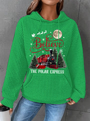 Women's Christmas Believe The Polar Express Casual Waffle Hoodie